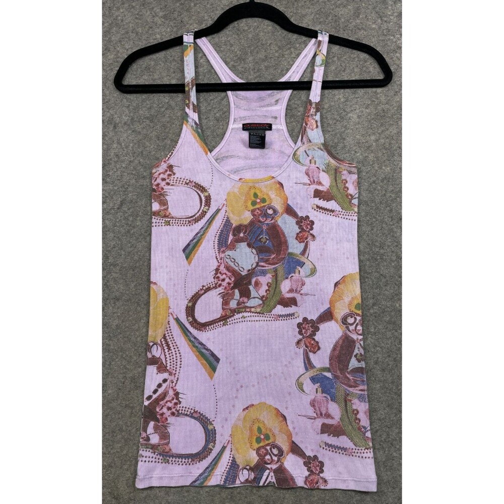 Vintage Custo Barcelona Tank Top Womens 2 S M Purple Y2K Graphic Print Racerback